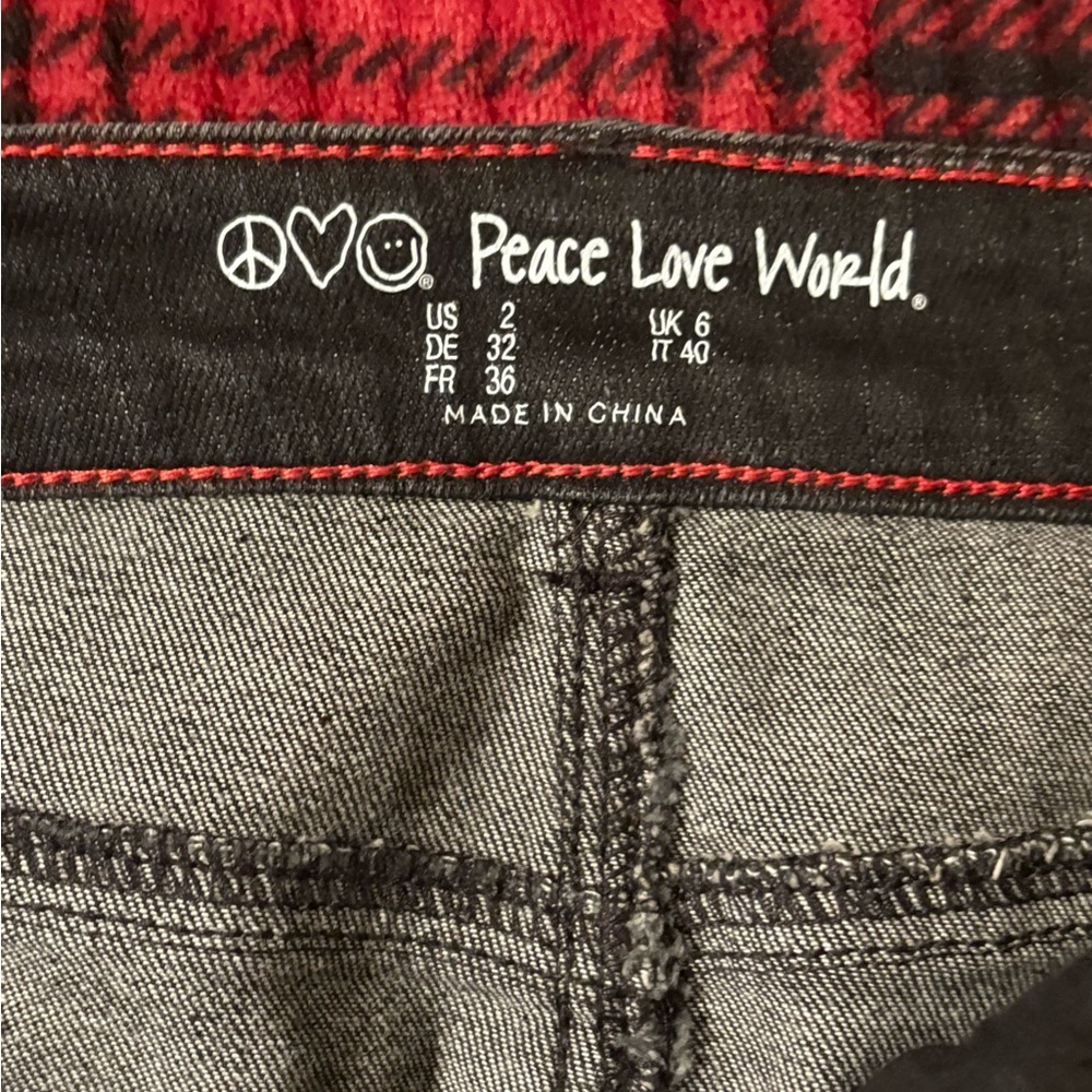 Peace Love World Black and Gray Denim pencil skirt